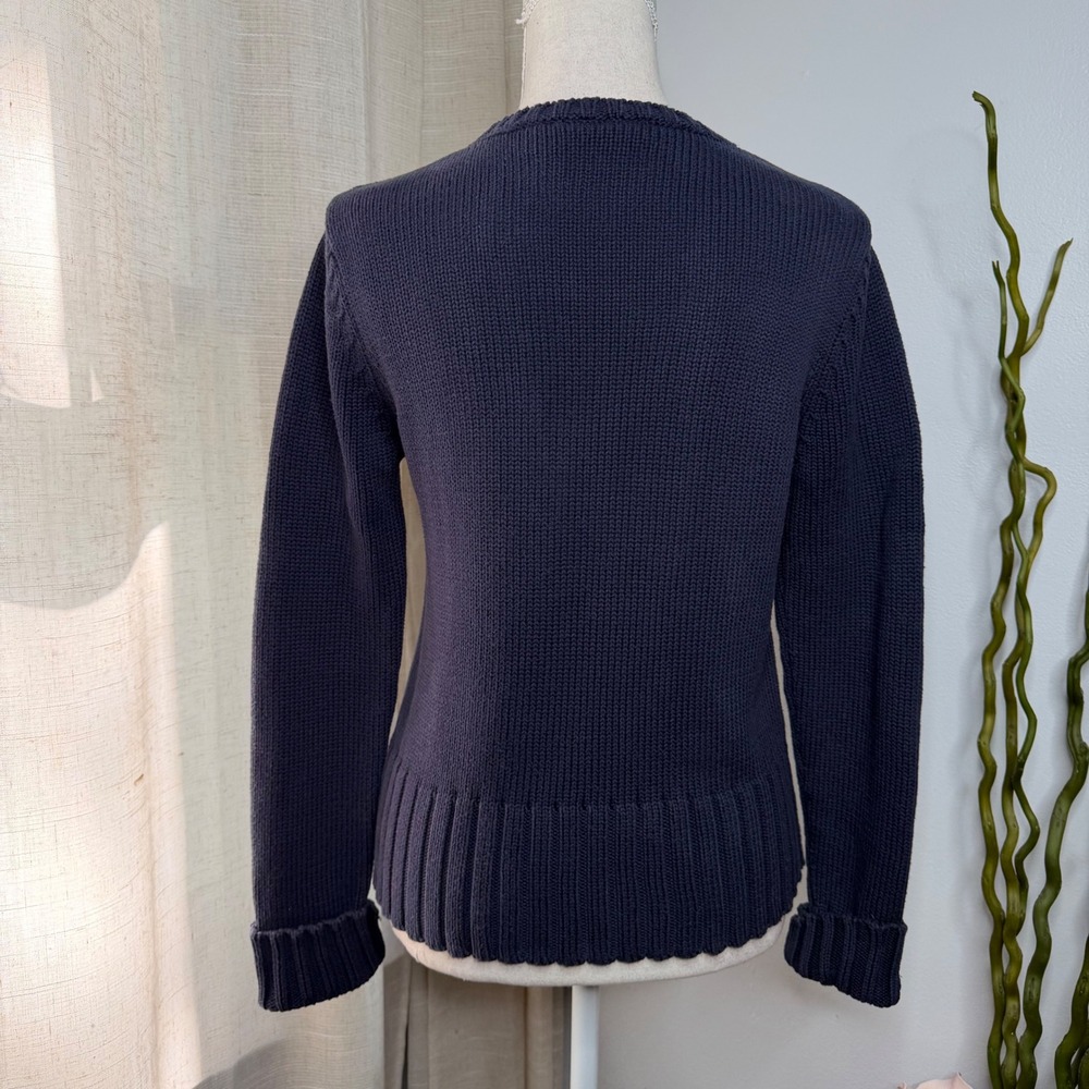 Vintage Polo Jeans Ralph Lauren USA Flag Knit Sweater Navy Blue Women's Medium - Picture 2 of 8